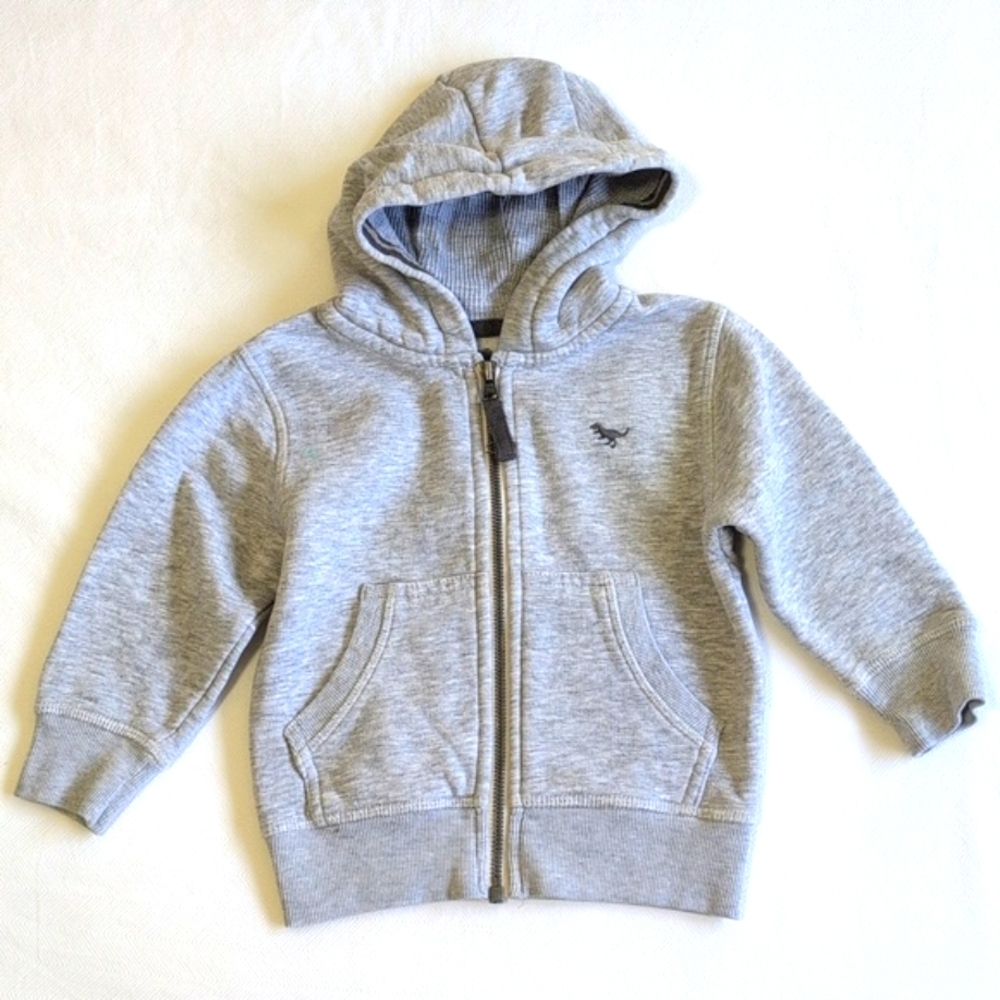 next uk comfy neutral gray zip-up hoodie sweatshirt 12-18 months baby boy